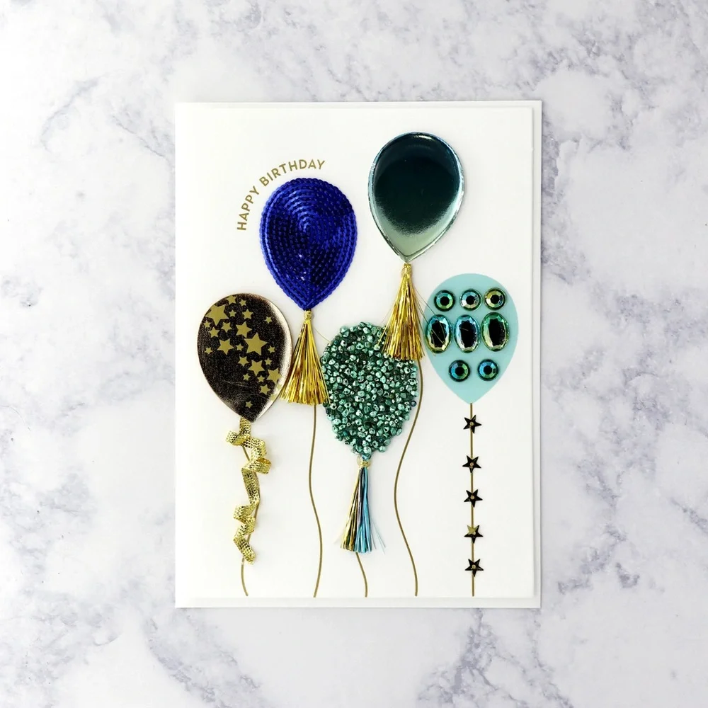 🆕Papyrus Bejeweled Balloons Birthday Greeting Card